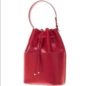 Cuyana Red Leather Bucket Bag
